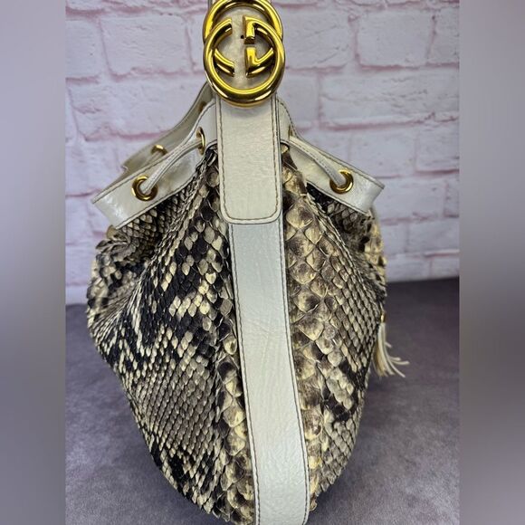 RARE Gucci Interlocking Icon Gg Exotic Python Snakeskin Large Hobo Bag - Picture 5 of 14